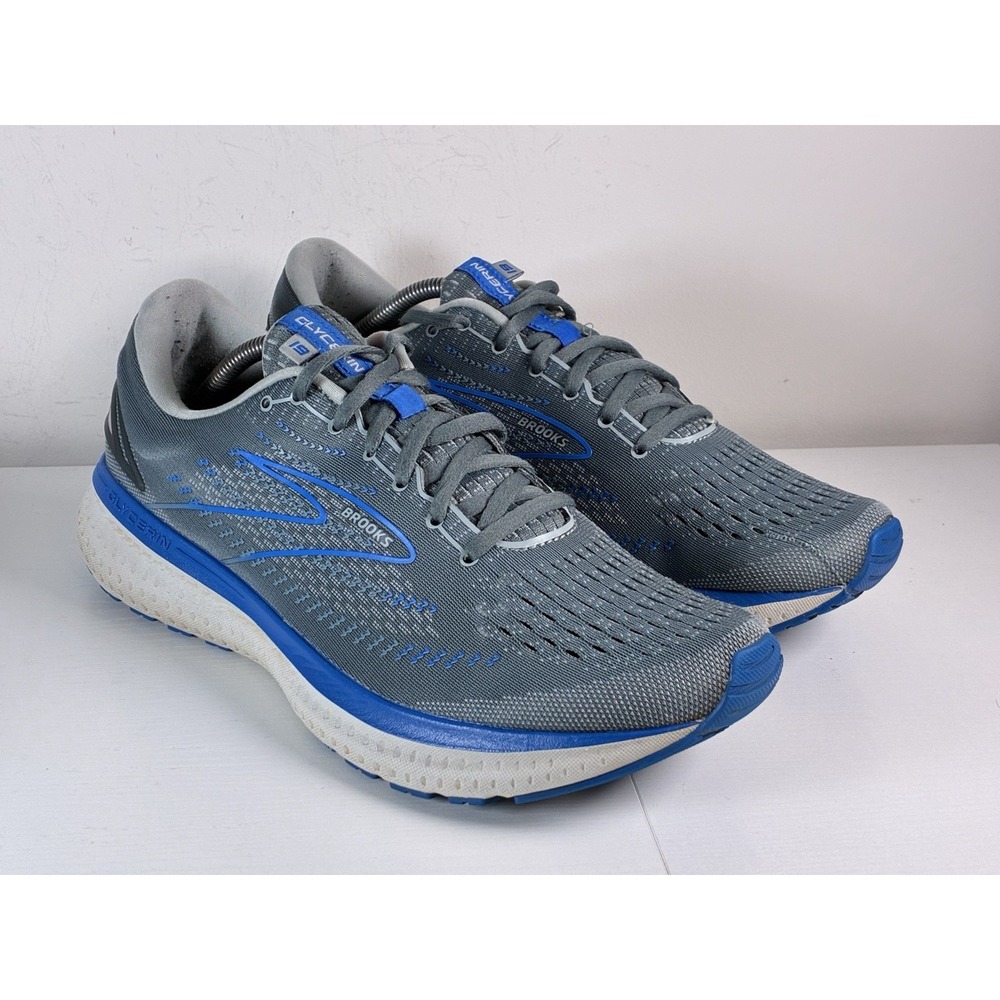 Brooks Glycerin 19 Men's Size 12 Quarry Grey Zap Blue Running Shoes 1103561D095
